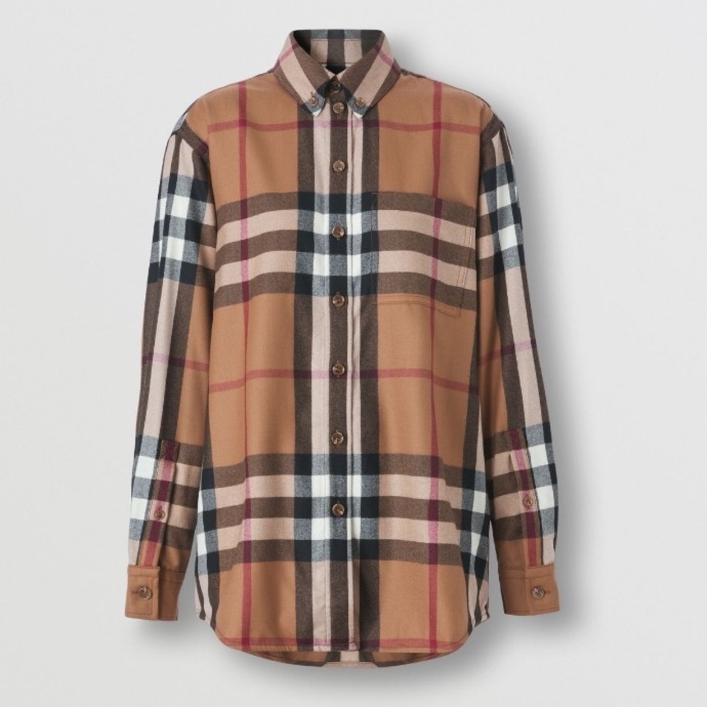 Burberry Check Wool Oversized Shirt